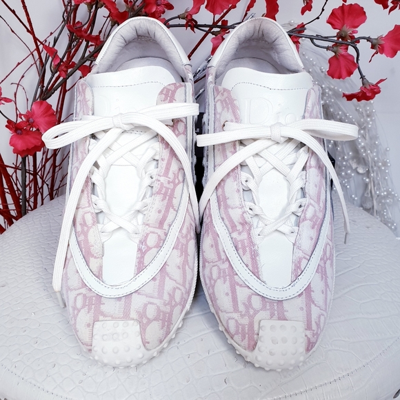 Dior Shoes - 💯 Christian Dior White Pink Monogram Sneakers 🌟